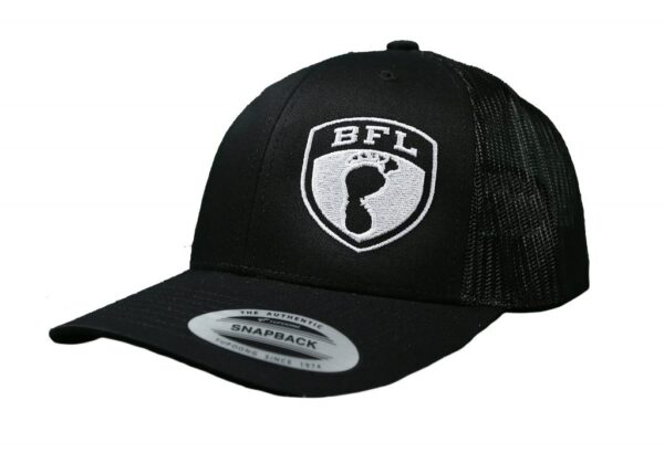 White Shield Black Trucker Hat